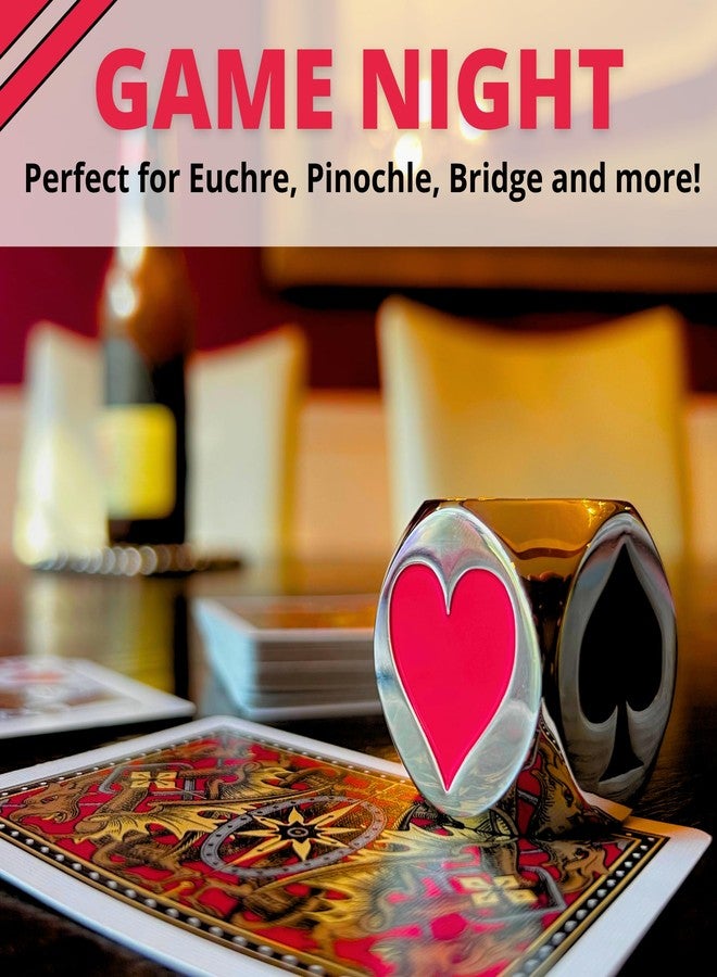 Luck Lab علامة/مؤشر ترامب المميز من لاك لاب - للاستخدام مع ألعاب يوكر، وبينوكل، وبريدج، وغيرها - يأتي مع حقيبة تخزين مخملية سوداء. (فضي) - Image 5